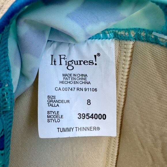 NWT It Figures! Tummy Thinner Turquoise and Blue Floral One Piece Swimsuit - Picture 4 of 4